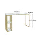 Glam Gold Iron Bar Dining Table White Faux Marble Top Indoor Bistro Table with Shelf Clearhalo 'Bar Furniture' 'Bar Tables' 'bar_tables' 'furn' 'furn_bar_tables' 'Furniture' 'furniture_bar_tables' 'Kitchen & Dining Furniture' 4909981