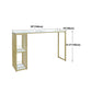 Glam Gold Iron Bar Dining Table White Faux Marble Top Indoor Bistro Table with Shelf Clearhalo 'Bar Furniture' 'Bar Tables' 'bar_tables' 'furn' 'furn_bar_tables' 'Furniture' 'furniture_bar_tables' 'Kitchen & Dining Furniture' 4909982