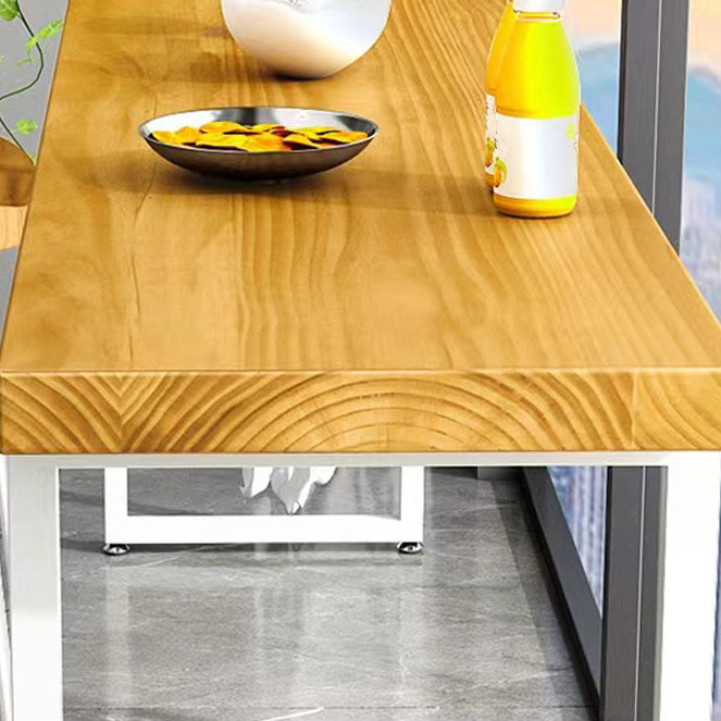 Modern White Iron Bar Dining Table Rectangle Pine Wood Indoor Bistro Table Clearhalo 'Bar Furniture' 'Bar Tables' 'bar_tables' 'furn' 'furn_bar_tables' 'Furniture' 'furniture_bar_tables' 'Kitchen & Dining Furniture' 4909994