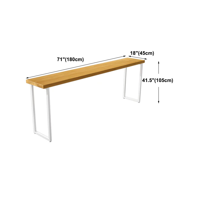 Modern White Iron Bar Dining Table Rectangle Pine Wood Indoor Bistro Table Clearhalo 'Bar Furniture' 'Bar Tables' 'bar_tables' 'furn' 'furn_bar_tables' 'Furniture' 'furniture_bar_tables' 'Kitchen & Dining Furniture' 4910003