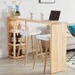 Modern Beige Wood Bar Dining Table Rectangle Indoor Bistro Table with Shelf 63"L x 15.7"W x 41.3"H Without Chairs Clearhalo 'Bar Furniture' 'Bar Tables' 'bar_tables' 'furn' 'furn_bar_tables' 'Furniture' 'furniture_bar_tables' 'Kitchen & Dining Furniture' 4910012
