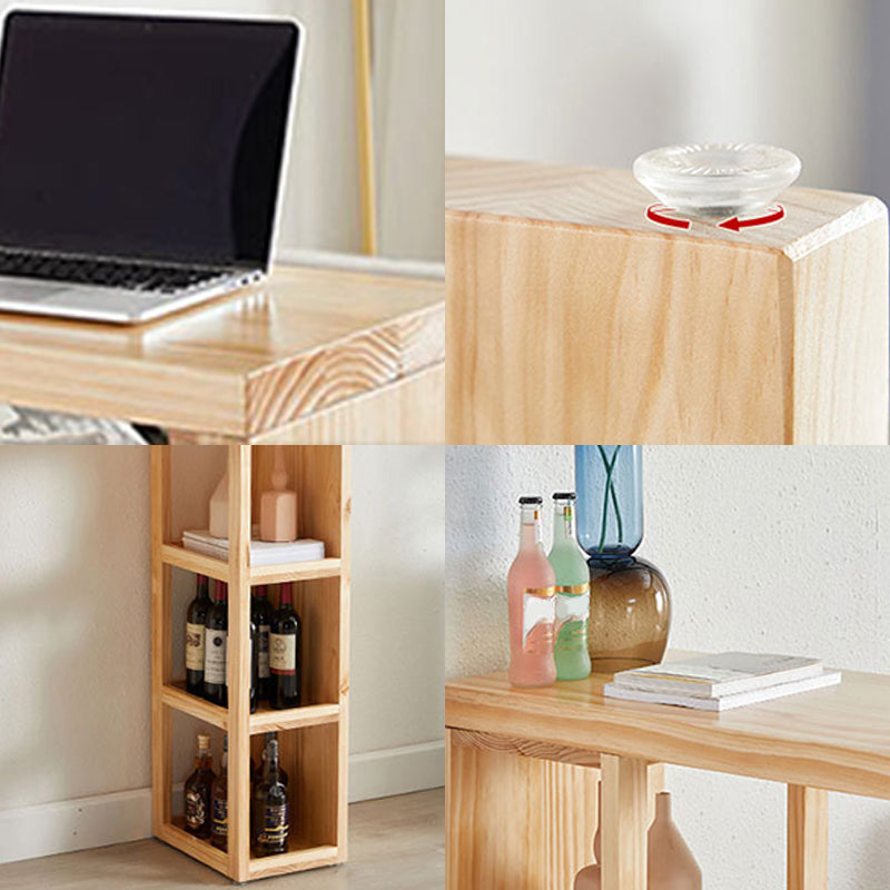 Modern Beige Wood Bar Dining Table Rectangle Indoor Bistro Table with Shelf Clearhalo 'Bar Furniture' 'Bar Tables' 'bar_tables' 'furn' 'furn_bar_tables' 'Furniture' 'furniture_bar_tables' 'Kitchen & Dining Furniture' 4910016