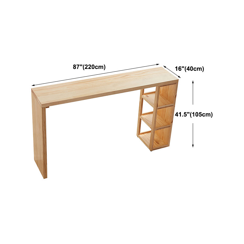 Modern Beige Wood Bar Dining Table Rectangle Indoor Bistro Table with Shelf Clearhalo 'Bar Furniture' 'Bar Tables' 'bar_tables' 'furn' 'furn_bar_tables' 'Furniture' 'furniture_bar_tables' 'Kitchen & Dining Furniture' 4910025