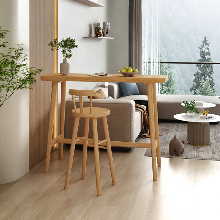 Modern Pine Wood Bar Dining Table Rectangle Indoor Bistro Table with Footrest 39.4"L x 17.7"W x 41.3"H Without Chairs Clearhalo 'Bar Furniture' 'Bar Tables' 'bar_tables' 'furn' 'furn_bar_tables' 'Furniture' 'furniture_bar_tables' 'Kitchen & Dining Furniture' 4910027