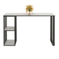 Modern Black Iron Bar Dining Table with White Stone Top Rectangle Indoor Bistro Table Storage Included Without Chairs Clearhalo 'Bar Furniture' 'Bar Tables' 'bar_tables' 'furn' 'furn_bar_tables' 'Furniture' 'furniture_bar_tables' 'Kitchen & Dining Furniture' 4910052