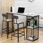 Modern Black Iron Bar Dining Table with White Stone Top Rectangle Indoor Bistro Table Clearhalo 'Bar Furniture' 'Bar Tables' 'bar_tables' 'furn' 'furn_bar_tables' 'Furniture' 'furniture_bar_tables' 'Kitchen & Dining Furniture' 4910056