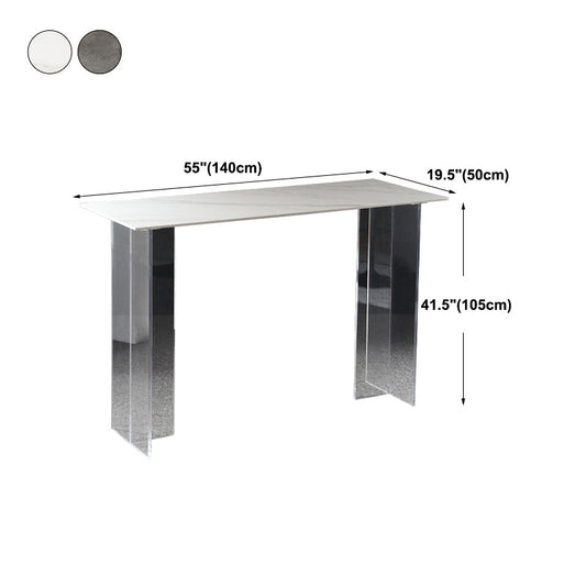 Modern Acrylic Bar Dining Table with Stone Top Rectangle Indoor Bistro Table Clearhalo 'Bar Furniture' 'Bar Tables' 'bar_tables' 'furn' 'furn_bar_tables' 'Furniture' 'furniture_bar_tables' 'Kitchen & Dining Furniture' 4910083
