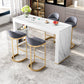 Glam White Wood Bar Dining Table with White Stone Top Rectangle Indoor Bistro Table 78.7"L x 15.7"W x 41.3"H Without Chairs Clearhalo 'Bar Furniture' 'Bar Tables' 'bar_tables' 'furn' 'furn_bar_tables' 'Furniture' 'furniture_bar_tables' 'Kitchen & Dining Furniture' 4910087