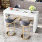 Glam White Wood Bar Dining Table with White Stone Top Rectangle Indoor Bistro Table 70.9"L x 15.7"W x 41.3"H Without Chairs Clearhalo 'Bar Furniture' 'Bar Tables' 'bar_tables' 'furn' 'furn_bar_tables' 'Furniture' 'furniture_bar_tables' 'Kitchen & Dining Furniture' 4910088