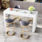 Glam White Wood Bar Dining Table with White Stone Top Rectangle Indoor Bistro Table Clearhalo 'Bar Furniture' 'Bar Tables' 'bar_tables' 'furn' 'furn_bar_tables' 'Furniture' 'furniture_bar_tables' 'Kitchen & Dining Furniture' 4910096