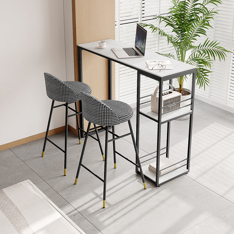 Modern Style Rectangle Sintered Stone Table Bar Counter Table for Home 55.1"L x 15.7"W x 41.3"H White Without Chairs Clearhalo 'Bar Furniture' 'Bar Tables' 'bar_tables' 'furn' 'furn_bar_tables' 'Furniture' 'furniture_bar_tables' 'Kitchen & Dining Furniture' 4910109