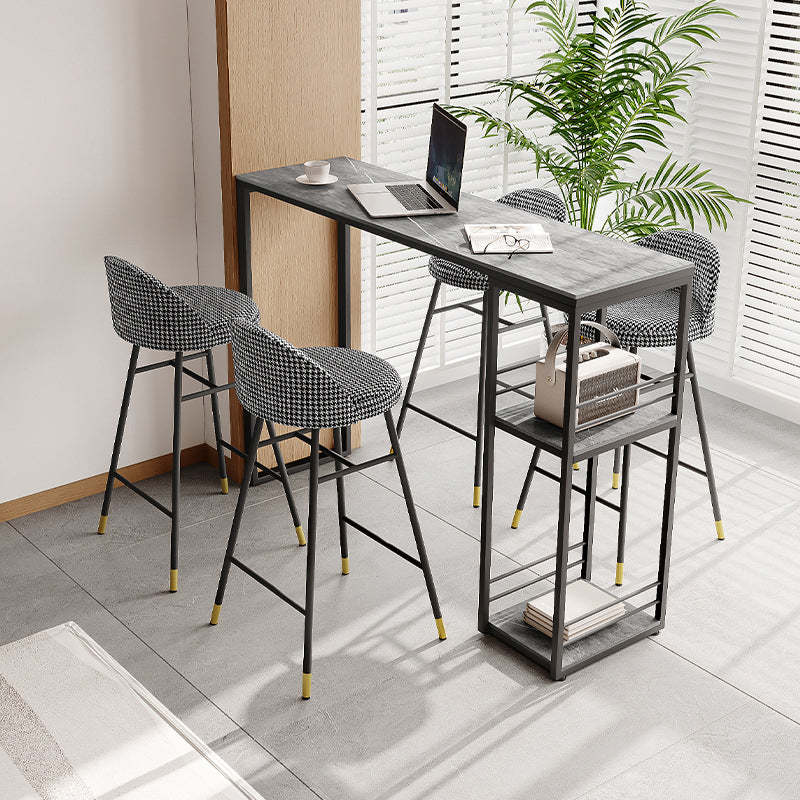 Modern Style Rectangle Sintered Stone Table Bar Counter Table for Home 47.2"L x 15.7"W x 41.3"H Grey Without Chairs Clearhalo 'Bar Furniture' 'Bar Tables' 'bar_tables' 'furn' 'furn_bar_tables' 'Furniture' 'furniture_bar_tables' 'Kitchen & Dining Furniture' 4910111