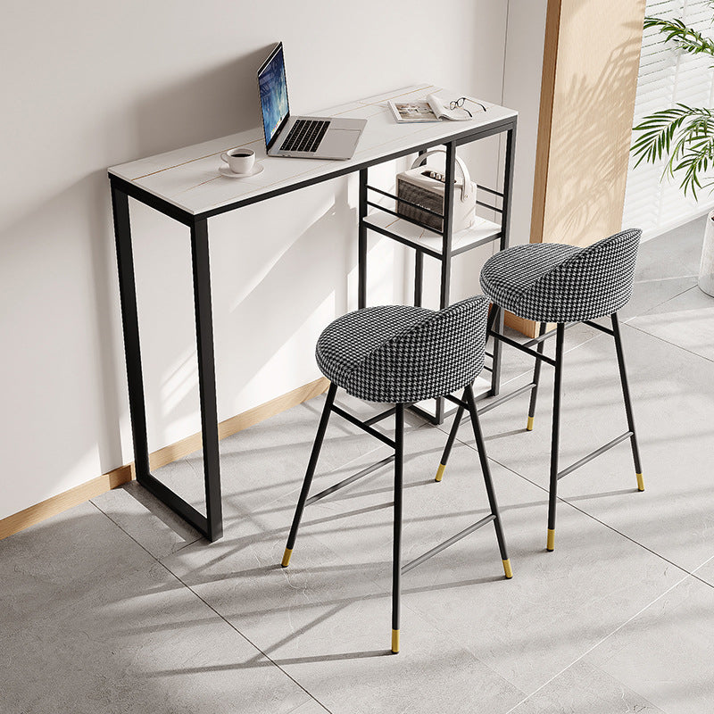 Modern Style Rectangle Sintered Stone Table Bar Counter Table for Home 47.2"L x 15.7"W x 41.3"H White Without Chairs Clearhalo 'Bar Furniture' 'Bar Tables' 'bar_tables' 'furn' 'furn_bar_tables' 'Furniture' 'furniture_bar_tables' 'Kitchen & Dining Furniture' 4910112