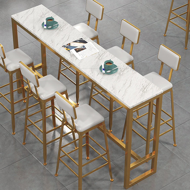 Nordic Style Rectangle Sintered Stone Table Bar Counter Table for Home 86.6"L x 15.7"W x 41.3"H Without Chairs Clearhalo 'Bar Furniture' 'Bar Tables' 'bar_tables' 'furn' 'furn_bar_tables' 'Furniture' 'furniture_bar_tables' 'Kitchen & Dining Furniture' 4910124