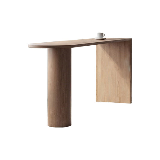 Ash Wood Bar Dining Table Modern Oval Bar Table with Double Pedestal for Dining Room Clearhalo 'Bar Furniture' 'Bar Tables' 'bar_tables' 'furn' 'furn_bar_tables' 'Furniture' 'furniture_bar_tables' 'Kitchen & Dining Furniture' 4910189