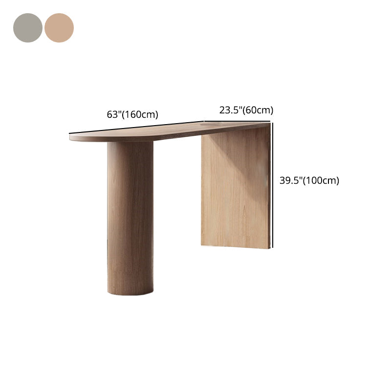 Ash Wood Bar Dining Table Modern Oval Bar Table with Double Pedestal for Dining Room Clearhalo 'Bar Furniture' 'Bar Tables' 'bar_tables' 'furn' 'furn_bar_tables' 'Furniture' 'furniture_bar_tables' 'Kitchen & Dining Furniture' 4910193