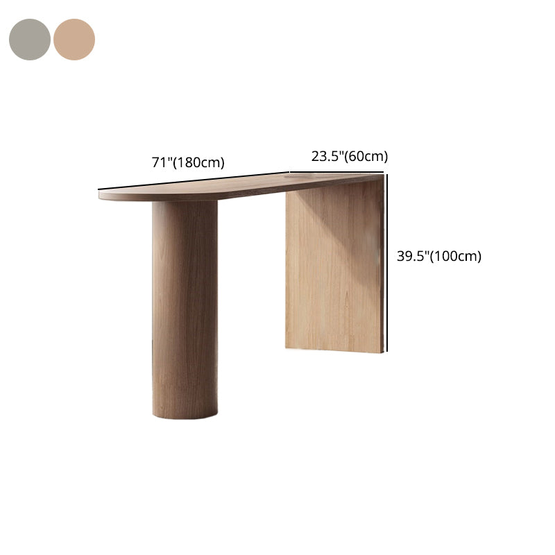 Ash Wood Bar Dining Table Modern Oval Bar Table with Double Pedestal for Dining Room Clearhalo 'Bar Furniture' 'Bar Tables' 'bar_tables' 'furn' 'furn_bar_tables' 'Furniture' 'furniture_bar_tables' 'Kitchen & Dining Furniture' 4910194
