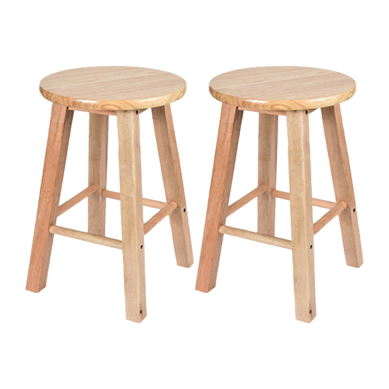 Modern Armless Backless Counter Stool Oak Wood Kitchen Bar Stool with Seat and Pedal 2 Piece Set Short Stool(18"H) Clearhalo 'Bar Furniture' 'Bar Stools' 'bar_stools' 'furn' 'furn_bar_stools' 'Furniture' 'furniture_bar_stools' 'Kitchen & Dining Furniture' 4910199