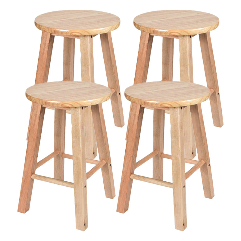 Modern Armless Backless Counter Stool Oak Wood Kitchen Bar Stool with Seat and Pedal 4 Piece Set Short Stool(18"H) Clearhalo 'Bar Furniture' 'Bar Stools' 'bar_stools' 'furn' 'furn_bar_stools' 'Furniture' 'furniture_bar_stools' 'Kitchen & Dining Furniture' 4910202