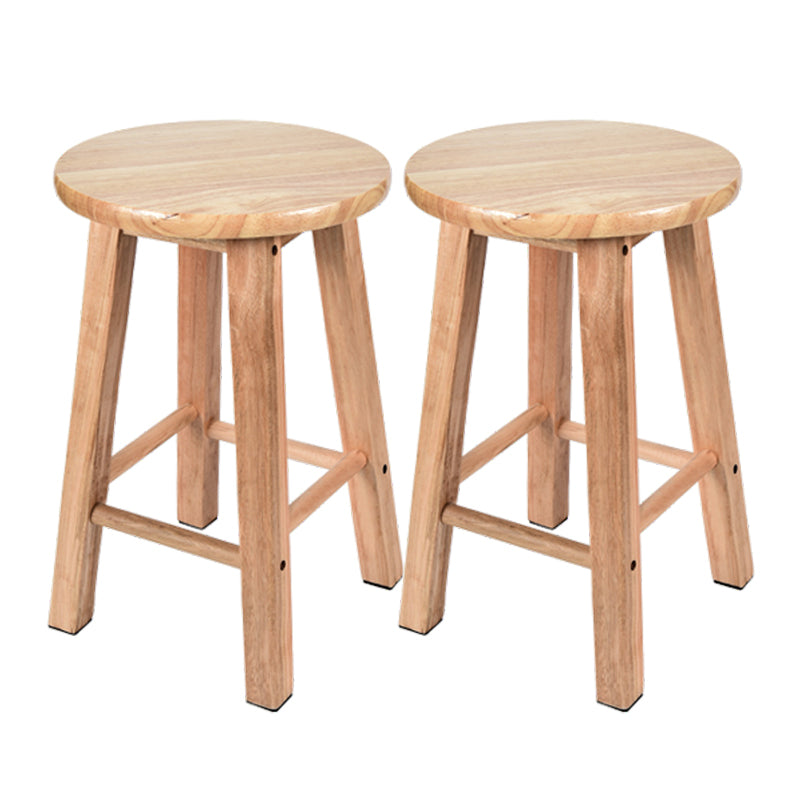 Modern Armless Backless Counter Stool Oak Wood Kitchen Bar Stool with Seat and Pedal 2 Piece Set Short Stool(20"H) Clearhalo 'Bar Furniture' 'Bar Stools' 'bar_stools' 'furn' 'furn_bar_stools' 'Furniture' 'furniture_bar_stools' 'Kitchen & Dining Furniture' 4910205