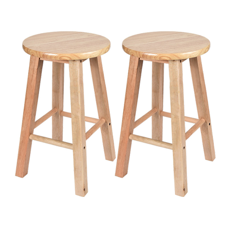 Modern Armless Backless Counter Stool Oak Wood Kitchen Bar Stool with Seat and Pedal 2 Piece Set Counter Stool (24"H) Clearhalo 'Bar Furniture' 'Bar Stools' 'bar_stools' 'furn' 'furn_bar_stools' 'Furniture' 'furniture_bar_stools' 'Kitchen & Dining Furniture' 4910212