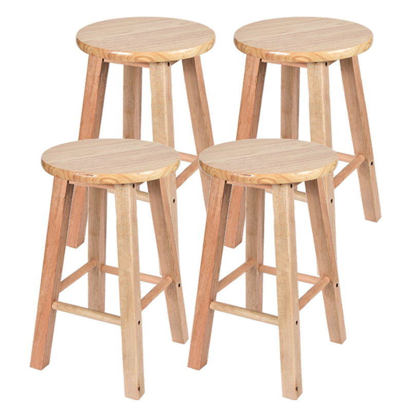 Modern Armless Backless Counter Stool Oak Wood Kitchen Bar Stool with Seat and Pedal 4 Piece Set Counter Stool (24"H) Clearhalo 'Bar Furniture' 'Bar Stools' 'bar_stools' 'furn' 'furn_bar_stools' 'Furniture' 'furniture_bar_stools' 'Kitchen & Dining Furniture' 4910213