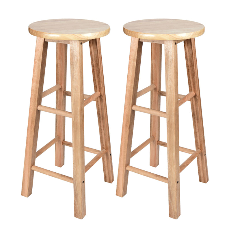 Modern Armless Backless Counter Stool Oak Wood Kitchen Bar Stool with Seat and Pedal 2 Piece Set Bar Stool (28" H) Clearhalo 'Bar Furniture' 'Bar Stools' 'bar_stools' 'furn' 'furn_bar_stools' 'Furniture' 'furniture_bar_stools' 'Kitchen & Dining Furniture' 4910215