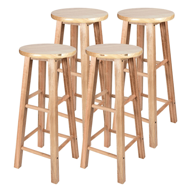 Modern Armless Backless Counter Stool Oak Wood Kitchen Bar Stool with Seat and Pedal 4 Piece Set Bar Stool (28" H) Clearhalo 'Bar Furniture' 'Bar Stools' 'bar_stools' 'furn' 'furn_bar_stools' 'Furniture' 'furniture_bar_stools' 'Kitchen & Dining Furniture' 4910216