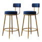 Nordic Armless Backrest Counter Stool Iron Kitchen Bar Stool with Velvet Cushion Blue 2 Piece Set Clearhalo 'Bar Furniture' 'Bar Stools' 'bar_stools' 'furn' 'furn_bar_stools' 'Furniture' 'furniture_bar_stools' 'Kitchen & Dining Furniture' 4910244