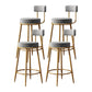 Nordic Armless Backrest Counter Stool Iron Kitchen Bar Stool with Velvet Cushion Gray 4 Piece Set Clearhalo 'Bar Furniture' 'Bar Stools' 'bar_stools' 'furn' 'furn_bar_stools' 'Furniture' 'furniture_bar_stools' 'Kitchen & Dining Furniture' 4910252