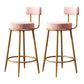 Nordic Armless Backrest Counter Stool Iron Kitchen Bar Stool with Velvet Cushion Pink 2 Piece Set Clearhalo 'Bar Furniture' 'Bar Stools' 'bar_stools' 'furn' 'furn_bar_stools' 'Furniture' 'furniture_bar_stools' 'Kitchen & Dining Furniture' 4910261