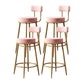 Nordic Armless Backrest Counter Stool Iron Kitchen Bar Stool with Velvet Cushion Pink 4 Piece Set Clearhalo 'Bar Furniture' 'Bar Stools' 'bar_stools' 'furn' 'furn_bar_stools' 'Furniture' 'furniture_bar_stools' 'Kitchen & Dining Furniture' 4910262
