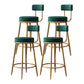 Nordic Armless Backrest Counter Stool Iron Kitchen Bar Stool with Velvet Cushion Green 4 Piece Set Clearhalo 'Bar Furniture' 'Bar Stools' 'bar_stools' 'furn' 'furn_bar_stools' 'Furniture' 'furniture_bar_stools' 'Kitchen & Dining Furniture' 4910265