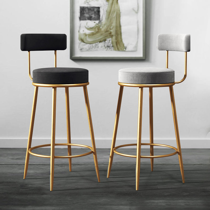Nordic Armless Backrest Counter Stool Iron Dessert Shop Bar Stool with Cushion and Pedal Clearhalo 'Bar Furniture' 'Bar Stools' 'bar_stools' 'furn' 'furn_bar_stools' 'Furniture' 'furniture_bar_stools' 'Kitchen & Dining Furniture' 4910313