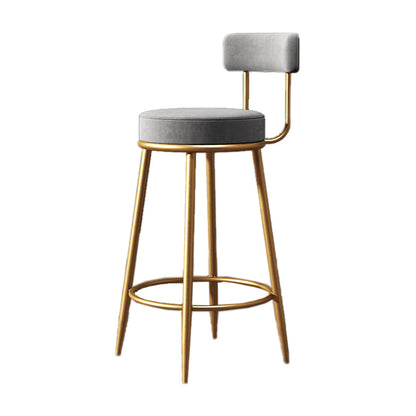 Nordic Armless Backrest Counter Stool Iron Dessert Shop Bar Stool with Cushion and Pedal Gray 1 Piece Clearhalo 'Bar Furniture' 'Bar Stools' 'bar_stools' 'furn' 'furn_bar_stools' 'Furniture' 'furniture_bar_stools' 'Kitchen & Dining Furniture' 4910316