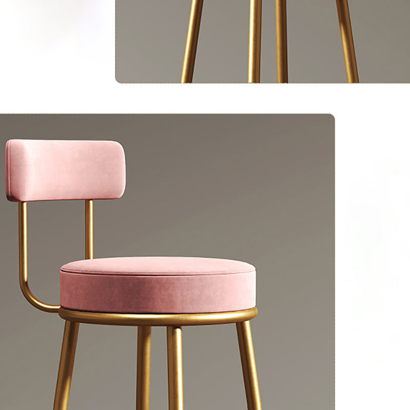 Nordic Armless Backrest Counter Stool Iron Dessert Shop Bar Stool with Cushion and Pedal Clearhalo 'Bar Furniture' 'Bar Stools' 'bar_stools' 'furn' 'furn_bar_stools' 'Furniture' 'furniture_bar_stools' 'Kitchen & Dining Furniture' 4910317