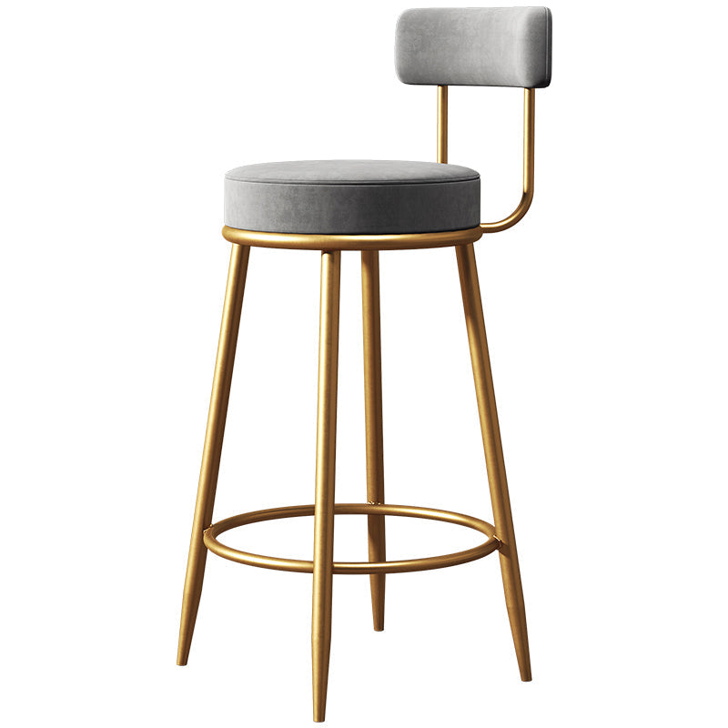 Nordic Armless Backrest Counter Stool Iron Dessert Shop Bar Stool with Cushion and Pedal Clearhalo 'Bar Furniture' 'Bar Stools' 'bar_stools' 'furn' 'furn_bar_stools' 'Furniture' 'furniture_bar_stools' 'Kitchen & Dining Furniture' 4910318