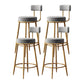 Nordic Armless Backrest Counter Stool Iron Dessert Shop Bar Stool with Cushion and Pedal Gray 4 Piece Set Clearhalo 'Bar Furniture' 'Bar Stools' 'bar_stools' 'furn' 'furn_bar_stools' 'Furniture' 'furniture_bar_stools' 'Kitchen & Dining Furniture' 4910320