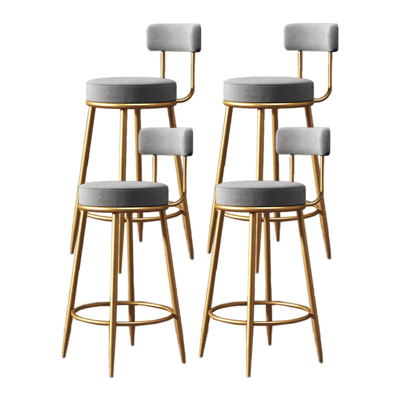 Nordic Armless Backrest Counter Stool Iron Dessert Shop Bar Stool with Cushion and Pedal Gray 4 Piece Set Clearhalo 'Bar Furniture' 'Bar Stools' 'bar_stools' 'furn' 'furn_bar_stools' 'Furniture' 'furniture_bar_stools' 'Kitchen & Dining Furniture' 4910320