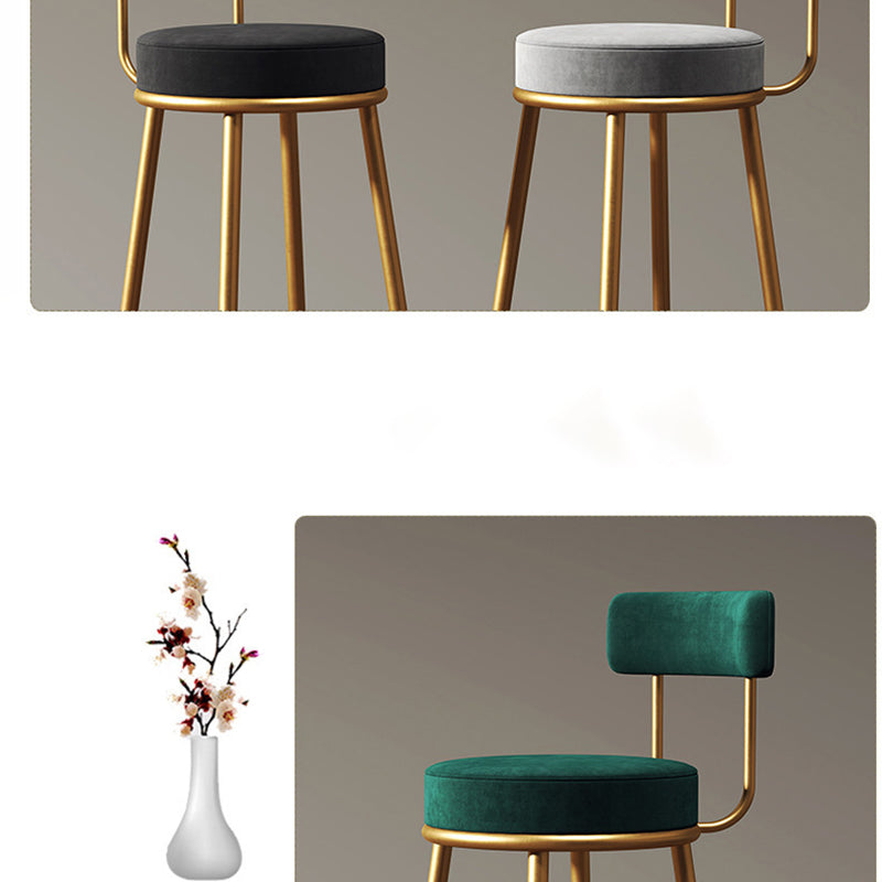Nordic Armless Backrest Counter Stool Iron Dessert Shop Bar Stool with Cushion and Pedal Clearhalo 'Bar Furniture' 'Bar Stools' 'bar_stools' 'furn' 'furn_bar_stools' 'Furniture' 'furniture_bar_stools' 'Kitchen & Dining Furniture' 4910321