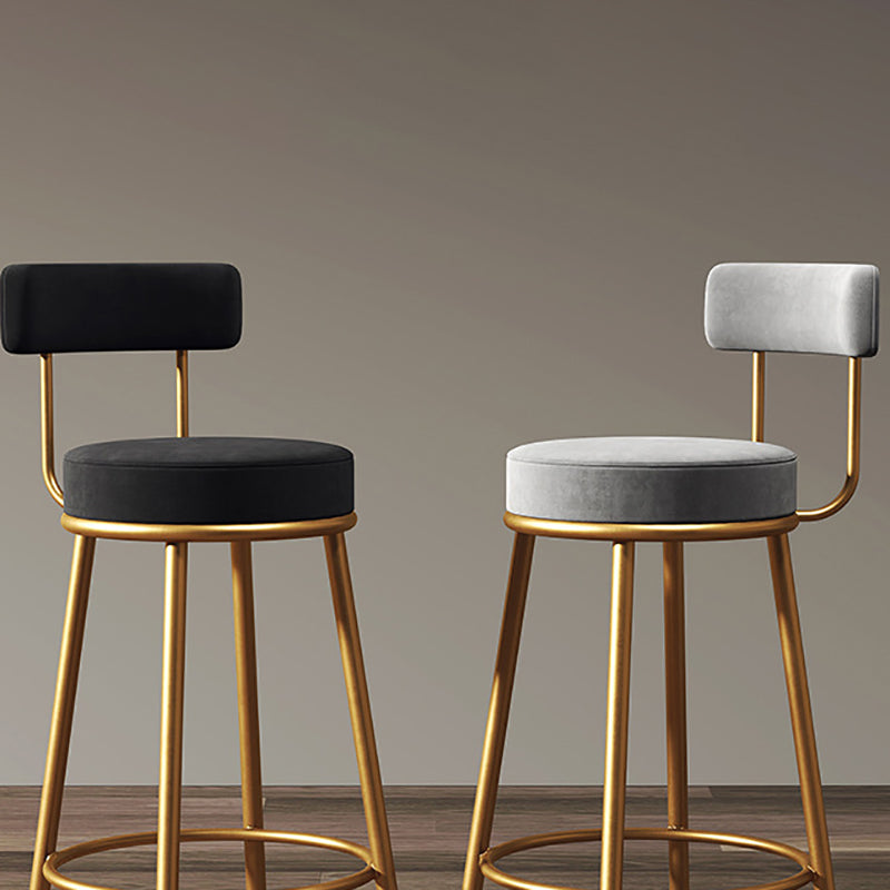 Nordic Armless Backrest Counter Stool Iron Dessert Shop Bar Stool with Cushion and Pedal Clearhalo 'Bar Furniture' 'Bar Stools' 'bar_stools' 'furn' 'furn_bar_stools' 'Furniture' 'furniture_bar_stools' 'Kitchen & Dining Furniture' 4910324