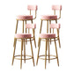 Nordic Armless Backrest Counter Stool Iron Dessert Shop Bar Stool with Cushion and Pedal Pink 4 Piece Set Clearhalo 'Bar Furniture' 'Bar Stools' 'bar_stools' 'furn' 'furn_bar_stools' 'Furniture' 'furniture_bar_stools' 'Kitchen & Dining Furniture' 4910330
