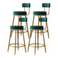 Nordic Armless Backrest Counter Stool Iron Dessert Shop Bar Stool with Cushion and Pedal Green 4 Piece Set Clearhalo 'Bar Furniture' 'Bar Stools' 'bar_stools' 'furn' 'furn_bar_stools' 'Furniture' 'furniture_bar_stools' 'Kitchen & Dining Furniture' 4910333