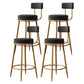 Nordic Armless Backrest Counter Stool Iron Dessert Shop Bar Stool with Cushion and Pedal Black 4 Piece Set Clearhalo 'Bar Furniture' 'Bar Stools' 'bar_stools' 'furn' 'furn_bar_stools' 'Furniture' 'furniture_bar_stools' 'Kitchen & Dining Furniture' 4910336