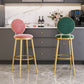 Nordic Armless Backrest Counter Stool Iron Kitchen Bar Stool with Velvet Cushion and Pedal Clearhalo 'Bar Furniture' 'Bar Stools' 'bar_stools' 'furn' 'furn_bar_stools' 'Furniture' 'furniture_bar_stools' 'Kitchen & Dining Furniture' 4910420