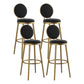 Nordic Armless Backrest Counter Stool Iron Kitchen Bar Stool with Velvet Cushion and Pedal Black 4 Piece Set Clearhalo 'Bar Furniture' 'Bar Stools' 'bar_stools' 'furn' 'furn_bar_stools' 'Furniture' 'furniture_bar_stools' 'Kitchen & Dining Furniture' 4910421