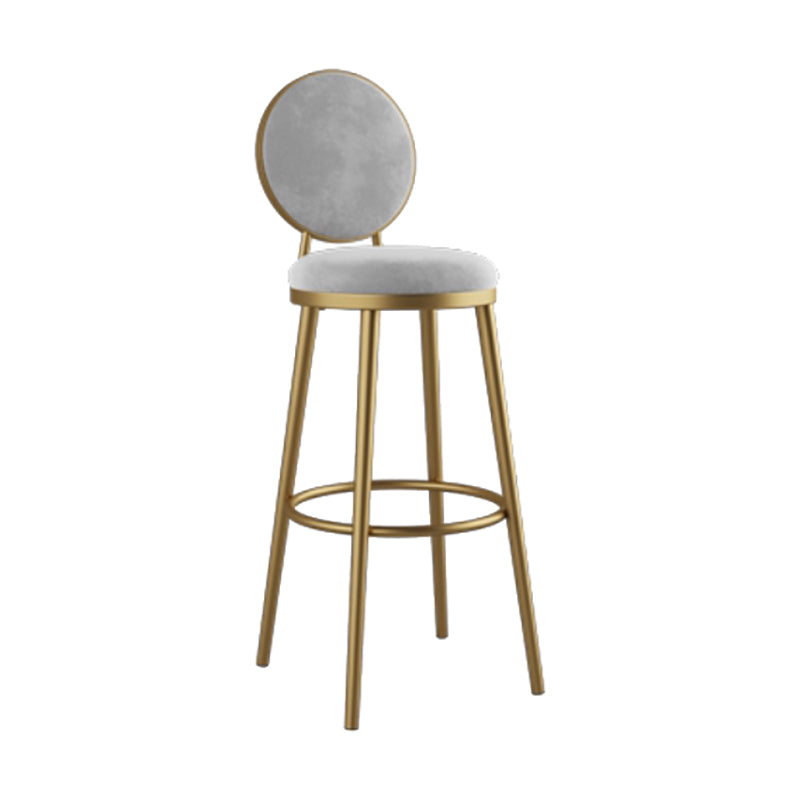 Nordic Armless Backrest Counter Stool Iron Kitchen Bar Stool with Velvet Cushion and Pedal White 1 Piece Clearhalo 'Bar Furniture' 'Bar Stools' 'bar_stools' 'furn' 'furn_bar_stools' 'Furniture' 'furniture_bar_stools' 'Kitchen & Dining Furniture' 4910422
