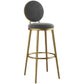 Nordic Armless Backrest Counter Stool Iron Kitchen Bar Stool with Velvet Cushion and Pedal Clearhalo 'Bar Furniture' 'Bar Stools' 'bar_stools' 'furn' 'furn_bar_stools' 'Furniture' 'furniture_bar_stools' 'Kitchen & Dining Furniture' 4910425