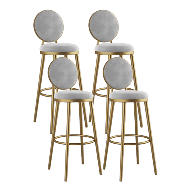 Nordic Armless Backrest Counter Stool Iron Kitchen Bar Stool with Velvet Cushion and Pedal White 4 Piece Set Clearhalo 'Bar Furniture' 'Bar Stools' 'bar_stools' 'furn' 'furn_bar_stools' 'Furniture' 'furniture_bar_stools' 'Kitchen & Dining Furniture' 4910427