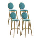 Nordic Armless Backrest Counter Stool Iron Kitchen Bar Stool with Velvet Cushion and Pedal Blue 4 Piece Set Clearhalo 'Bar Furniture' 'Bar Stools' 'bar_stools' 'furn' 'furn_bar_stools' 'Furniture' 'furniture_bar_stools' 'Kitchen & Dining Furniture' 4910437